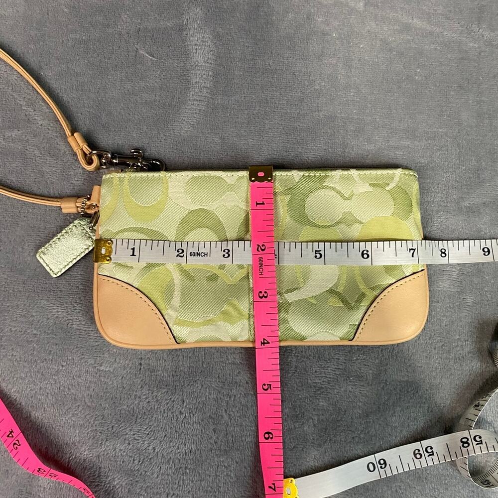 Coach Wristlet Lime Green Camel Canvas Leather Silver Small Y2K Casual NWOT - Picture 8 of 8